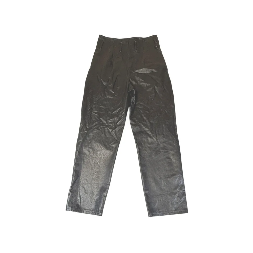 Commando Faux Leather High‎ Waisted Pleated Trousers Pants Black Size S